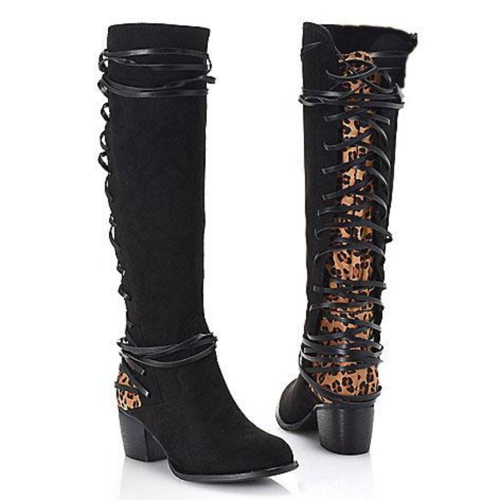Elite Annabel Boot - Knee High Cheetah/Suede